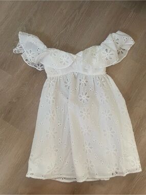 Sabo Skirt White Eyelet Off-Shoulder  Dress